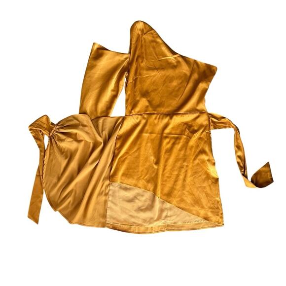 Camila Coelho Revolve Stella Golden Yellow One Sleeve Wrap Cocktail Mini Dress S - Picture 9 of 14